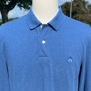 -Brooks Brothers Polo Slim Fit L/S Blue Cotton Men's Size Large